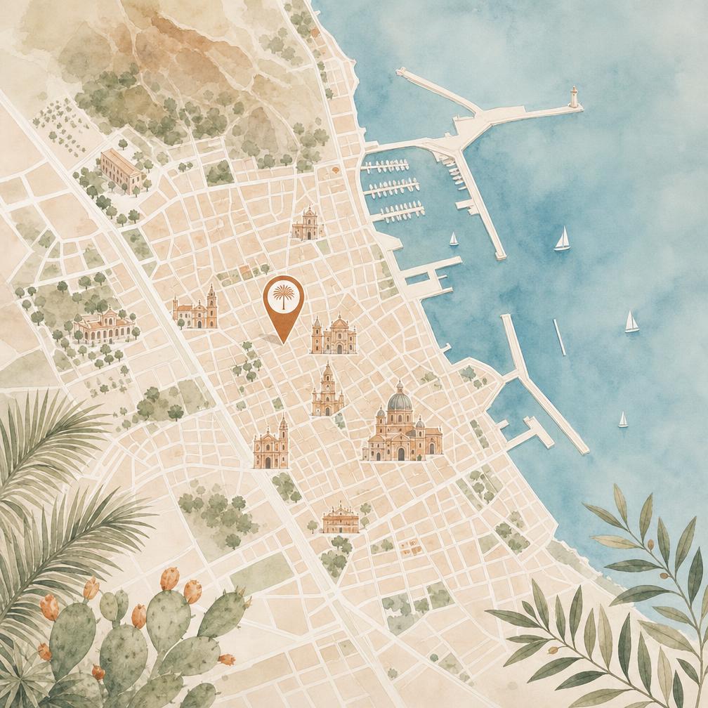 Mappa stilizzata della posizione del resort a Palermo